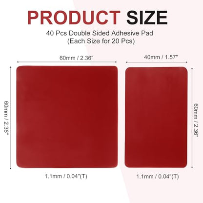 40 Pcs Double Sided Adhesive Pads, 2.36" x 1.57" / 2.36" x 2.36" Dash Cam Sticky Pads Self-Adhesive Square Mounting Foam Tape Waterproof & Heat Resistant for Car Walls, Red - size: 2.36" x 1.57" / 2.36" x 2.36"