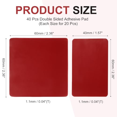 40 Pcs Double Sided Adhesive Pads, 2.36" x 1.57" / 2.36" x 2.36" Dash Cam Sticky Pads Self-Adhesive Square Mounting Foam Tape Waterproof & Heat Resistant for Car Walls, Red - size: 2.36" x 1.57" / 2.36" x 2.36"
