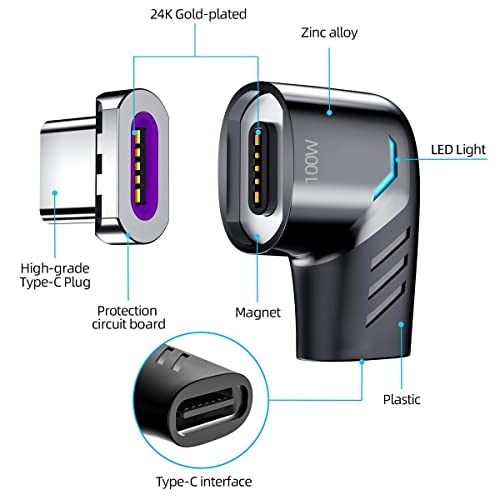 BoxWave Adapter Compatible with Garmin inReach Messenger - MagnetoSnap PD Angle Adapter, Magnetic Charging Connector Device Saver - Metallic Silver
