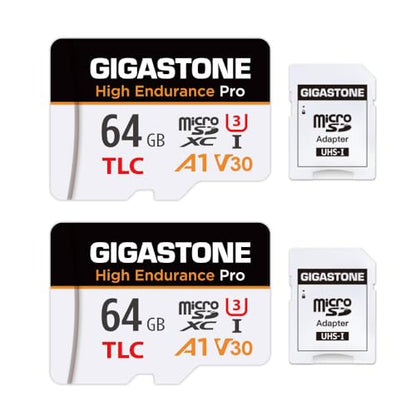 【5 Yrs Free Data Recovery】【Dash Cam】 GIGASTONE 64GB Micro SD Card 2-Pack, TLC High Endurance Pro, Speed Up to 95MB/s, Compatible with REDTIGER Rove VIOFO VANTRUE PRUVEEO, MicroSDXC UHS-I A1 V30 U3 - color: 64GB High Endurance Pro 2-Pack