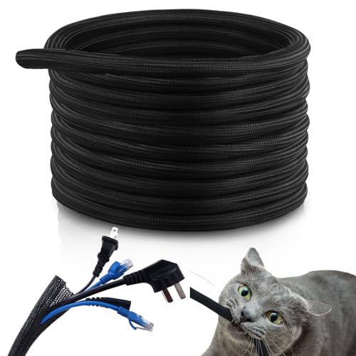 Pangda 50ft Split Wire Loom Tubing Flame Retardant Braided Cable Sleeve Split High Temperature Cable Conduit Auto Wire Conduit for Industrial Electrical Tinsel Automotive Marine(50 Ft, 1/2") - size: 50 Ft, 1/2"