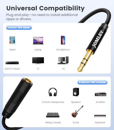 1/4 to 3.5mm Adapter, 3.5mm Male to 6.35mm Female Cable 1FT - style: 3.5mm TRS Stereo to 1/4" Female Cable Adapter