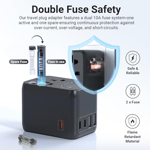 MINIX Universal Travel Adapter, International Power Plug Adapter Max 35W 3 USB C 2 USB A Ports, All-in-One Worldwide Wall Charger for USA EU UK AU up to 180+ Countries. - style: 35W Black