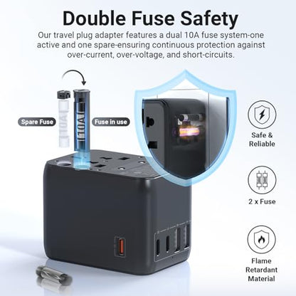 MINIX Universal Travel Adapter, International Power Plug Adapter Max 35W 3 USB C 2 USB A Ports, All-in-One Worldwide Wall Charger for USA EU UK AU up to 180+ Countries. - style: 35W Black