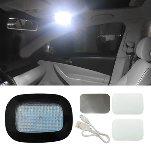 Car Interior Ceiling Roof Lights, Car Dome Light, USB Rechargeable Car Interior Reading Light, Universal Car Accessories Magnetic Dome Light for Car Trailer Van Yacht Boat Caravan RV (Black)