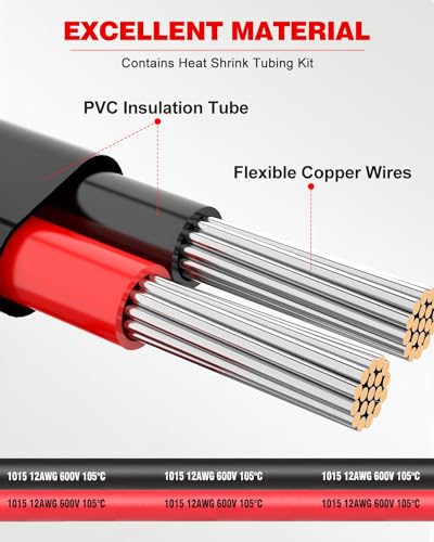 NAOEVO 12 Gauge Wire 2 Conductor, 12 Gauge Automotive Wire 12V Cable, 30FT - size: 30ft, style: 2C-12AWG
