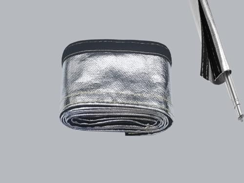 Automotive Heat Shield Sleeve, 1/2" x 3.3 Ft Aluminized Sleeving for Engine Bay - Protects Exhaust Hose & Wiring from High Temp | Hook & Loop Wrap (Zip Ties Not Included) - size: 1/2" I.D.x 3.3Ft