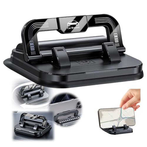 2026 New Car Phone Holder 360 Degree Rotation Suitable for Car Navigation in-Car Dashboard Universal Dashboard Phone Holder 360 Rotatable Dash Cell Phone Holder Dash Mounted Mobile Holder (Black) - color: Black