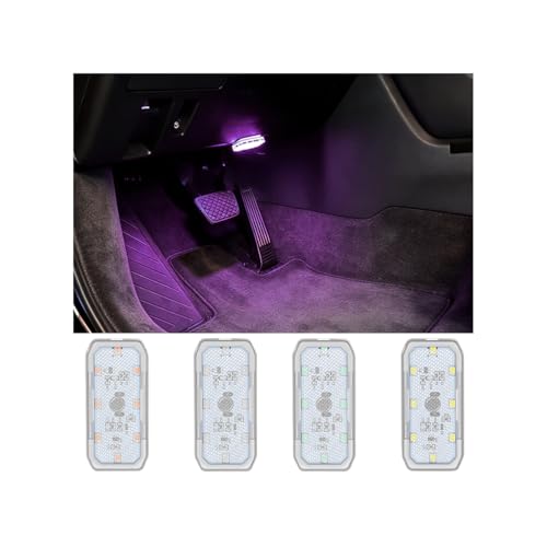 4PCS Wireless Car LED Lights, Magnetic Vehicle Ambient Light with 8 Bright LED Lamp Beads, Portable Automotive Interior Decorative Night Lamp, Universal for SUV RV Truck (Pink Purple) - color: Pink Purple