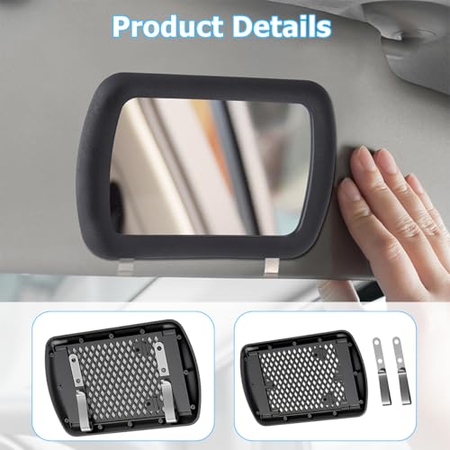 Car Sun Visor Vanity Mirror, Clip-on Vehicle Sun Shading Cosmetic Makeup Mirror, HD Automotive Interior Vanity Looking Glass for Women Girls, Universal for SUV RV Truck