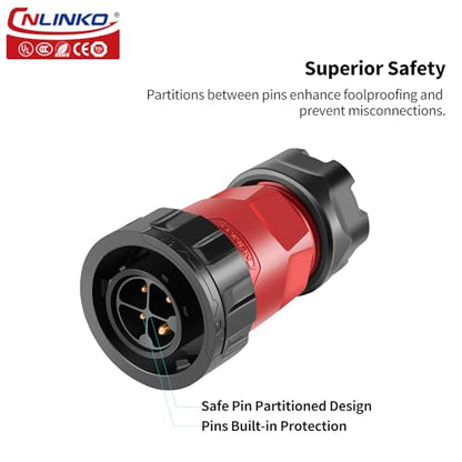 CNLINKO YM-20 4 PIN Waterproof Connector, IP68 Circular Connector, Quick Plugging Aviation Connector, PBT Plastic Shell Solder Connector M20 Male -Female Flange Socket (4 PIN) - size: 4-Pin, style: Solder-Assembly