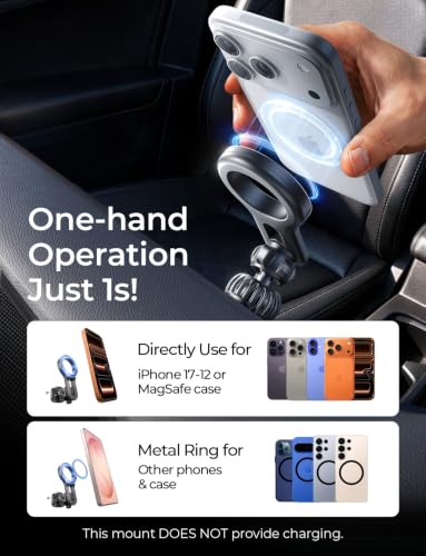 LISEN for Magsafe Car Mount, Strong Magnets Magnetic Phone Holders for Your Car, 360 Degree Adjustable Air Vent Hands Free Car Phone Holder Fit for iPhone 17-12 & All Smartphones, Silver - color: Silver