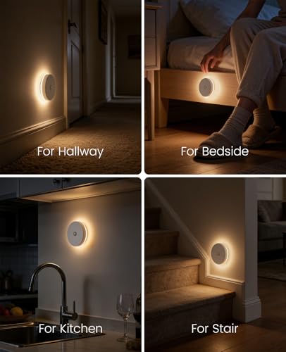 Rechargeable Motion Sensor Night Light, Magnetic Stick-On for Bathroom - size: 1 Pack