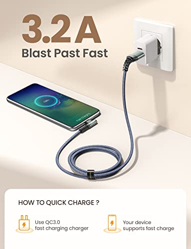 AINOPE USB C Cable 4-Pack [10/6.6/3.3/3.3FT] 3.2A 90 Degree USB C Cable Packs, Nylon Braided Angled USB C Cable Fit for Galaxy S10 S9 S8 Plus S21, Note 10 9 8, LG, Galaxy S21 Charger Fast Charging - color: Grey, size: 3.3FT+3.3FT+6.6FT+10FT