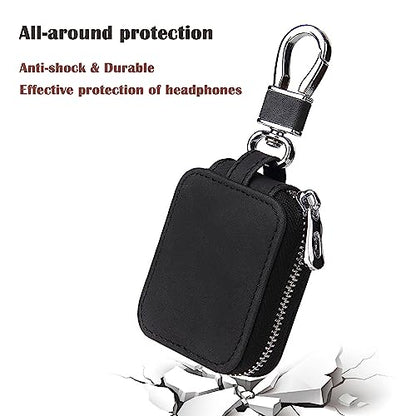 Earbud Case Headphone Storage Case Compatible with Airpods 1/2/3/Pro Wireless Earphones Carrying Pouch Small PU Leather Bag Shockproof Earpods Cover Universal Bag Travel Protection Pouche - color: Black