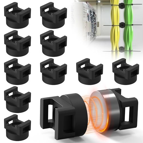 Magnetic Zip Tie Mount, 25LBS Strong Magnetic Wire Holder, Multipurpose Magnet Zip Tie Mount, Waterproof Magnet Cable Tie Holders for Home Office Marine Automotive Electrical Wiring Management - color: 10 Pack