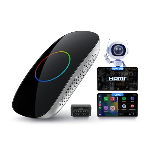 Wireless Carplay Adapter - Magic AI Box CarPlay Android Auto Wireless, Dual Wi-Fi & BT USB Playback, AI-Powered, OTA, Video Box for YouTube, Netflix, CB4CT-BK - color: Piano Black