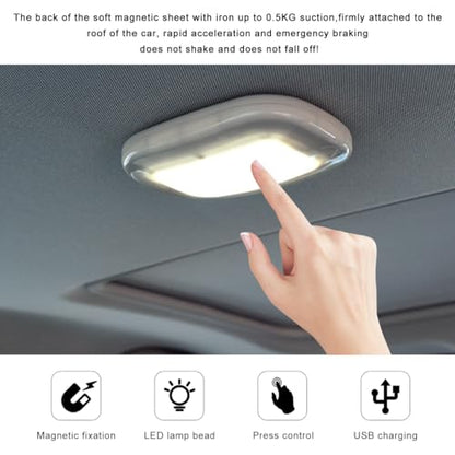 Car Interior Ceiling Roof Lights, Magnetic Dome Lamp 10 LEDs Ceiling Roof Map Reading Light, USB Rechargeable Wireless Interior Dome Lamp for Car RV Truck Trailer Camper (Black) - color: Black