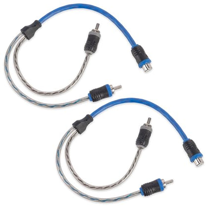 NVX® XIV2M Oxygen Free Copper 1 Female to 2 Male Y-Adapter Twisted Pair V-Series Car Audio RCA Audio Interconnect Cable with Shielded Noise Reduction and Split-tip Silver-Plated Ends (2-Pack) - size: 1 Female to 2 Male Y-Adapter