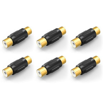 VCE RCA Female to Female Coupler, Gold Plated RCA Adapter, 6-Pack