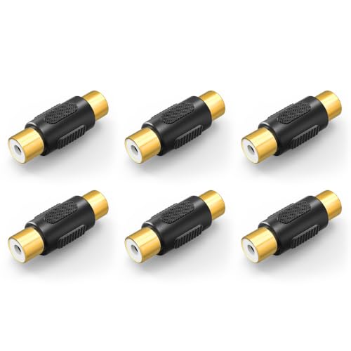 VCE RCA Female to Female Coupler, Gold Plated RCA Adapter, 6-Pack