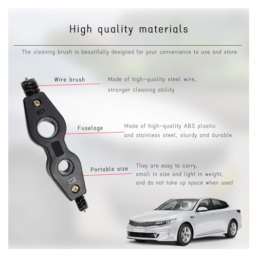 Dickno Car Battery Terminal Cleaning Brush, 4 in 1 Anti-Rust Auto Battery Cleaner with Steel Wire, Universal Vehicle Battery Terminals Machine Parts Cleaning Tool Accessories (Black) - color: Black, size: 1 PC