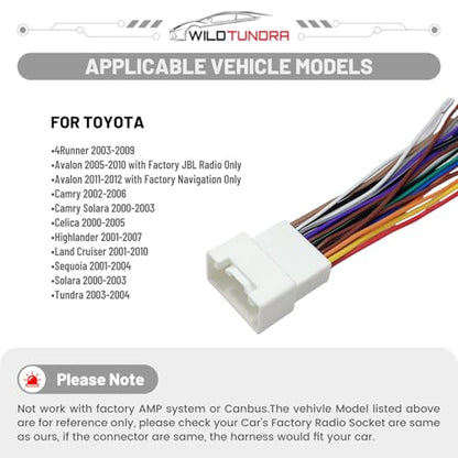 20 Pin Radio Wiring Harness Replacement for Toyota 2000-2006 4Runner Avalon Camry with JBL Amplifier with Antenna Cable, Car Stereo Speaker and Power Cable fit for Double/Single Din Stereo Head Unit - style: 20-Pin, with Antenna Adapter