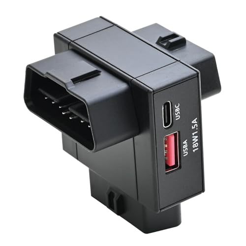 iKKEGOL OBD2 Splitter Adapter, OBD II 16 Pin 1 Male to 2 Female Extension Cable with USB & USB-C Charging Ports, OBD2 Y Splitter 2 Way Dual Converter for Diagnostic Scanner Dash Cam (Bottom Widest) - color: Bottom Widest
