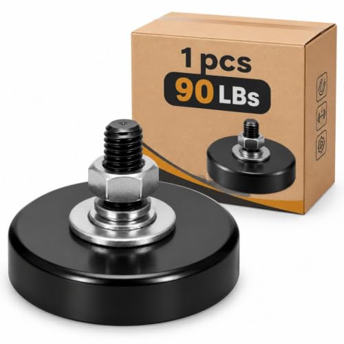 MorningRo 1 Pcs Mounting Magnets Magnetic Bases with Threaded Studs and Nuts Anti-Scratch Magnet Mounts for Lighting Camera Brackets License Plate Outdoor (90lb,1.42inch,M6) - size: 90lb,1.42inch,M6