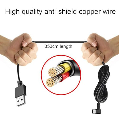 Gebildet Dash Cam Cable for Micro Dash Cam,11.5FT L Angle Micro Adapter Dash Camera Power Cord,Dashcam Charger Cord for Mirror Camera,Driving Recorder,Car DVR - style: USB to Micro