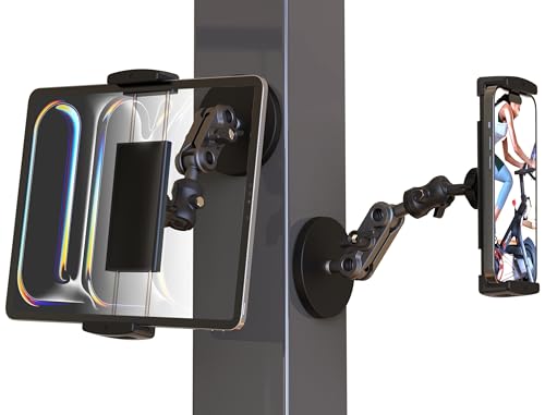 Universal Magnetic Tablet Holder 360°Adjustable 7.7" Aluminum Heavy Duty Arm 3.5" Magnetic Base for Fridge Whiteboard Gym Warehouse Kitchen Fits 4-13" Tablets, Phones