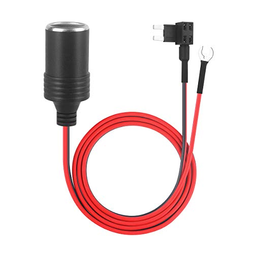 12V Add-a-Circuit Tap Adapter for Car Cigarette Lighter Socket, 1m 18AWG Cable with Fuse Holder （Mini ATM/APM Blade Fuses）