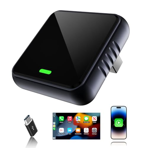 Wireless CarPlay Adapter for iPhone, Mini Size Plug & Play, Stable Fast Connection, Compact USB-A/USB-C for iPhone iOS 10+ with Manual
