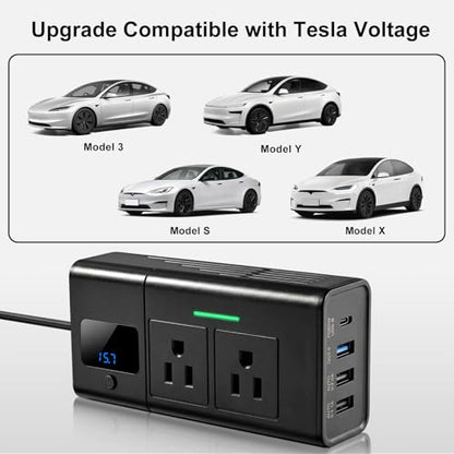 200W Car Power Inverter DC 12V to 110V AC Outlet fit for Tesla/Car/Truck