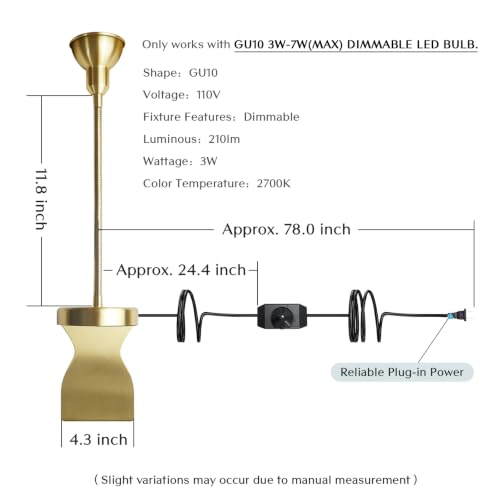 Solfres Patented Innovative Design Headboard Reading Light. No Drilling Golden Book Light for Bedtime Reading. Dimmable LED Book Reading Lamp with Bulb. Movable & Flexible, Gold - color: Gold, size: M