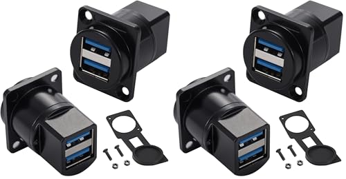 PENGLIN 2PCS Dual Ports USB 3.0 Panel Mount Connector,USB 3.0 Female to Female Coupler D-Type USB Bulkhead Adapter with Waterproof Cap (Pack of 2) - size: 2PCS USB3.0 (Pack of 2)