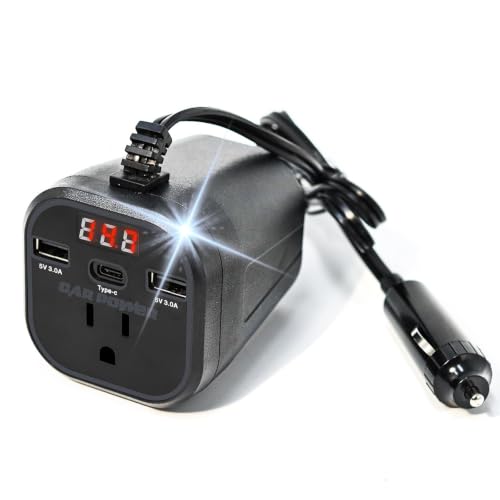 FAMIDGE 200W Car Power Inverter, car Outlet Adapter 12v to 110v, Car Outlet Adapter with 2 USB and Type-C, car Adapter for Plug Outlet, Laptop, CPAP, 2026 New Upgrated Overload Protection, Black - color: UP-Black, size: Small