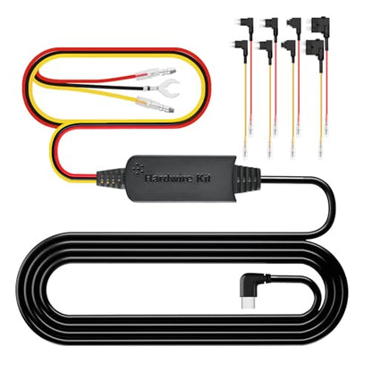 3-Wire Hardwire Kit with 2× Mini, 2× ACS, 2× ATO, 2× Micro2 Add-a-Circuit Fuse Holders, Compatible with COXPAL A17D Dash Cam, USB-C, 11FT Cable, 10-30Vdc to 5Vdc, Low Voltage Protection