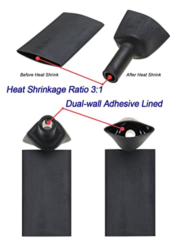 10 FT Diameter 1/2 Inch 3:1 Heat Shrink Tubing Dual Wall Adhesive Lined Marine Grade Electrical Cable Industrial Heat-Shrink Insulation Wrap Tube Black - color: Black, size: 12.7mm(1/2")-10FT
