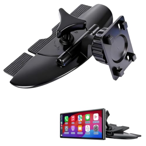 CD Slot Mount for Carplay Screen 17mm Ball Adapter with 4-Button Lock Compatible with 7-10.26 Inch Portable Car Play Baby Camera Monitors Cell Phone Replacement Cd Mount