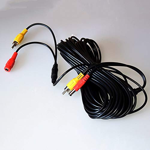 E-Kylin 65FT Backup Camera Video Extension Cable for Truck, RCA Power 2-in-1 Video Cable for CCTV Security Monitor, Bus Trailer Reverse Car Parking (20 Meters) - size: 20m/65ft