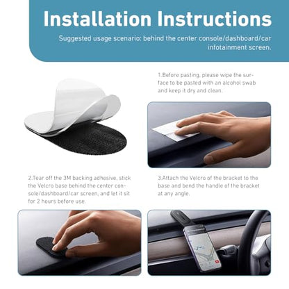 3 PCS Adhesive Sticky Pads for Car Phone Mount, 2.76" x 1.77" Strong Mounting Tape for Phone Holder, Heat-resistant Waterproof Adhesive Pad, Universal Vehicle Accessories (Black)
