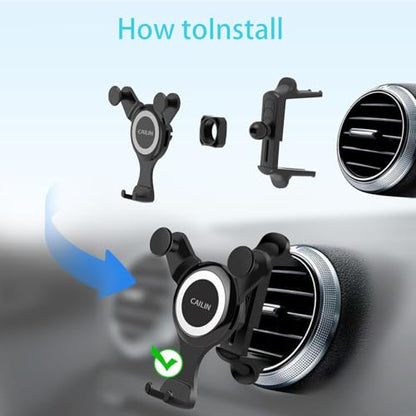 ICAILIN Car Phone Holder Mount for Round Air Vent, Universal Circular Vent Cell Phone Mount Compatible with Mercedes Benz A/B/C/E/S/GLC Class, Jeep Wrangler, Mini Cooper, Fits iPhone & Samsung