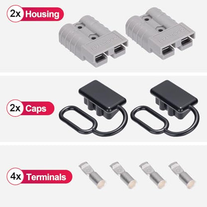 Spurtar 50A Battery Quick Connect/Disconnect, 2 Pack, 6-12AWG, Gray - color: Gray, size: 50A(2 Pack)