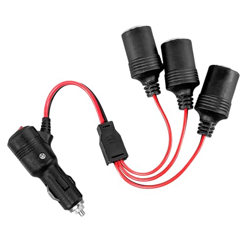 Car Cigarette Lighter Splitter, 12V/ 24V 1 to 3 Automotive Power Charger Port Socket, 3 Way Y-Adapter Cigarette Lighter Extension Cable with On/Off Switch, Car Accessories - color: 3-Way