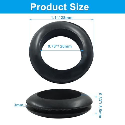 24 Pcs Rubber Grommet, 3/4" ID 7/8" Hole, Black - color: Black, size: 20mm (3/4 inch)-24pcs