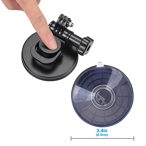 Suptig Suction Cup Mount Compatible for Gopro Mission 1 Pro/Gopro Hero 13/12/11/10/9/8/7/6/5/4/3/2 Gopro Max2, Hero+, Hero Session, Dji Action, Insta 360 Action Cameras Car Windshield and Window Mount