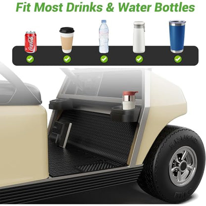 10L0L Golf Cart Dual Cup Holder for Club Car DS 1993-Up Gas & Electric Carts, Black ABS Plastic Drink Holder Storage Accessories, OEM# 1016811 101708301, 2 Pack