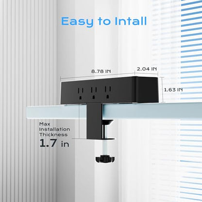 Desk Clamp Power Strip 10FT, 40W Total Fast Charging Station - size: 10FT-40W