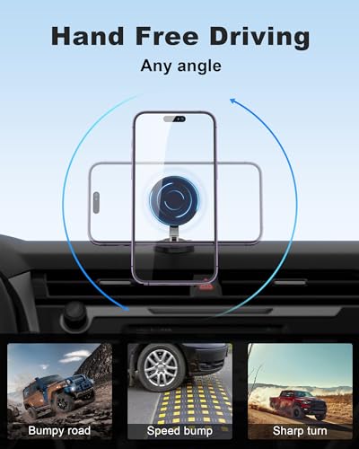 ZBF Magnetic Car Phone Holder Mount (360° Rotation) Cell Phone Car Holder, Phone Mount for Car Windshield Dashboard Hand Free Mount for iPhone 17 16 15 14 13 Pro Max All Smartphones - style: Non-Charging